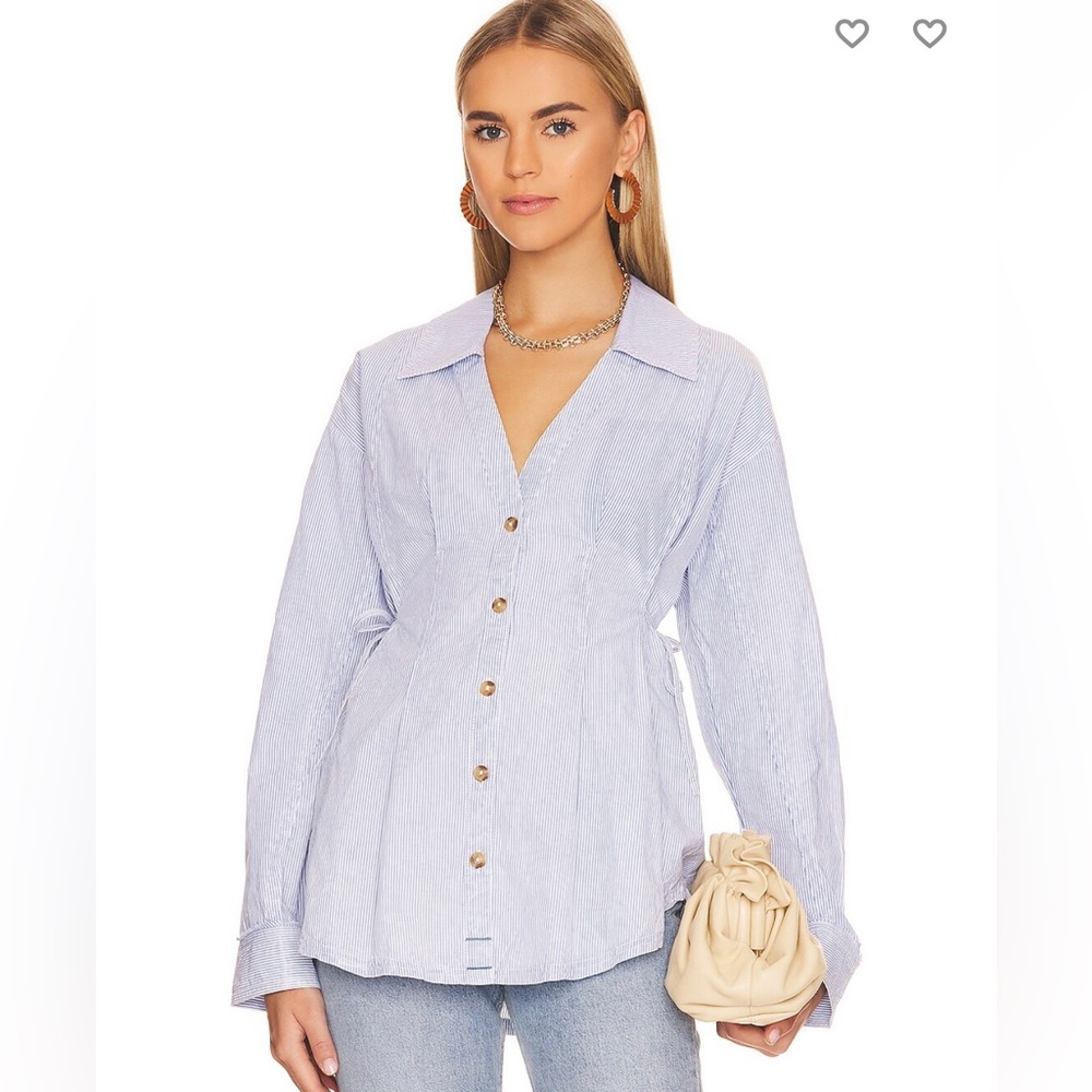 NWT Free PeopleMarten Oxford Stripe Top